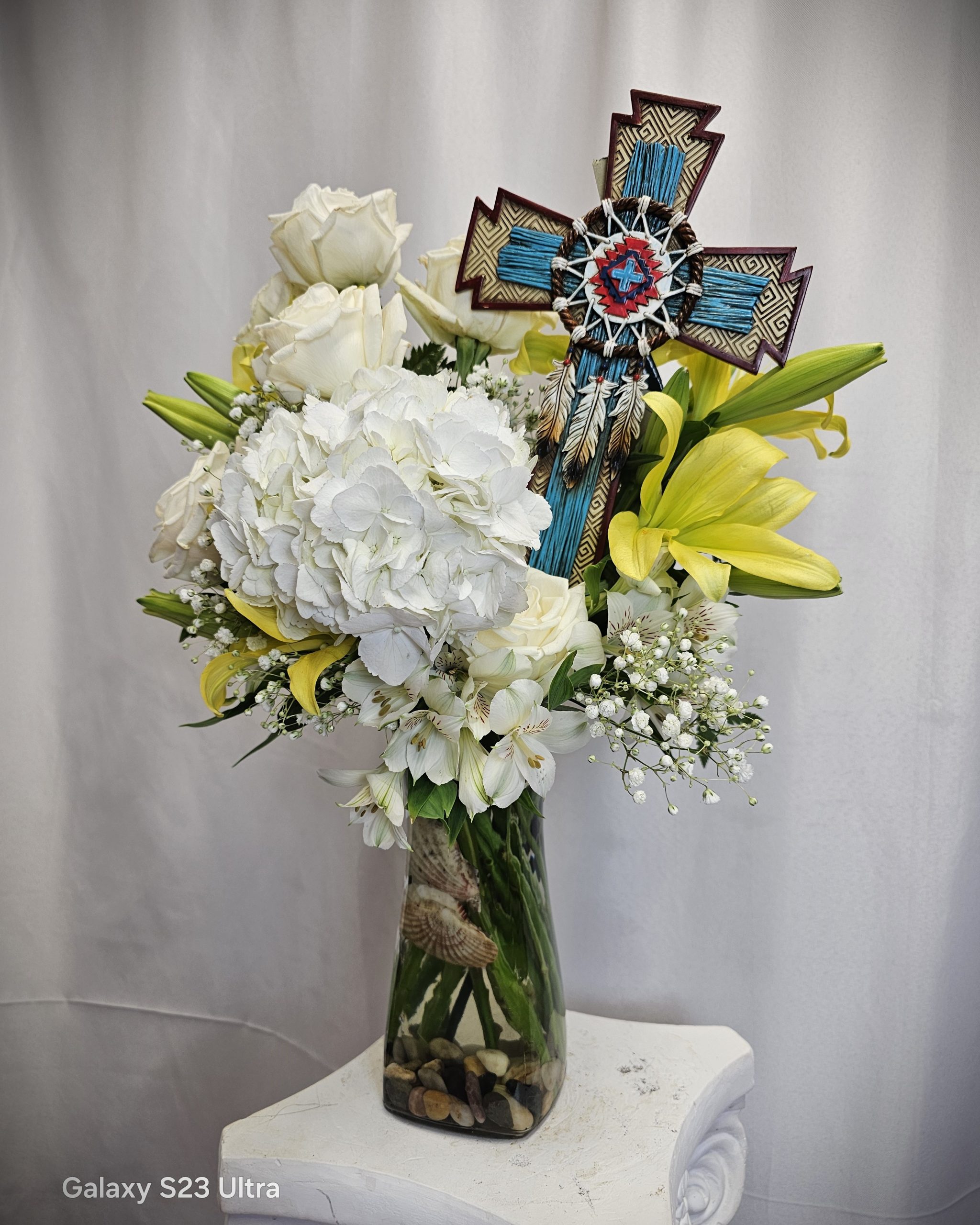 Vase with Aztec Cross - Hot Springs Florist Gifts