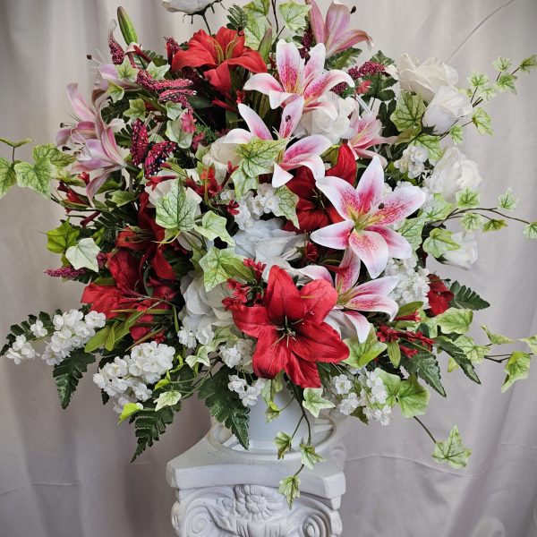 Pinks, Red's and White Silk Floral Basket