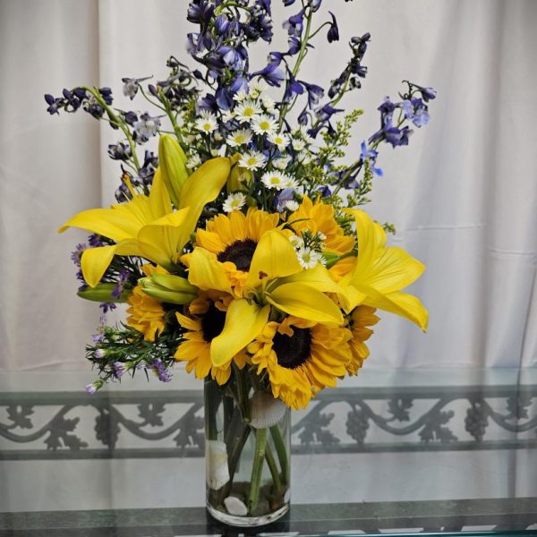 Sunflowers & Yellow Lillie's Get Well Vase