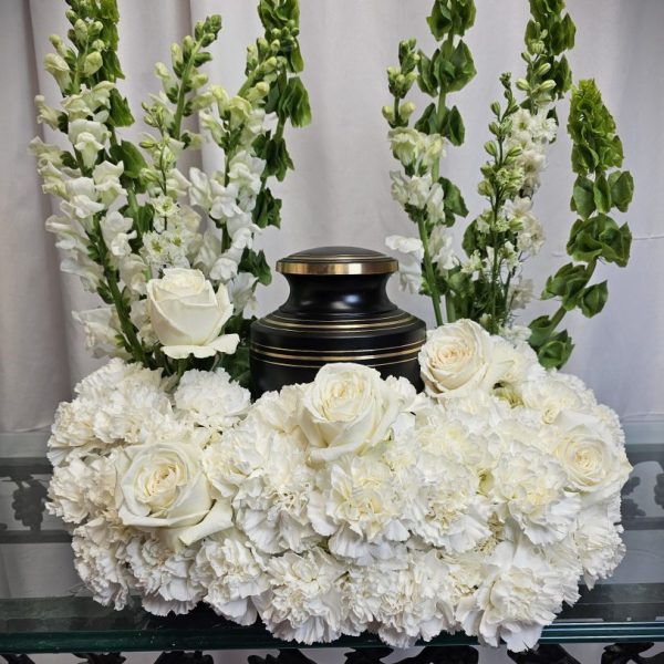 White over White Cremation Urn Wreath