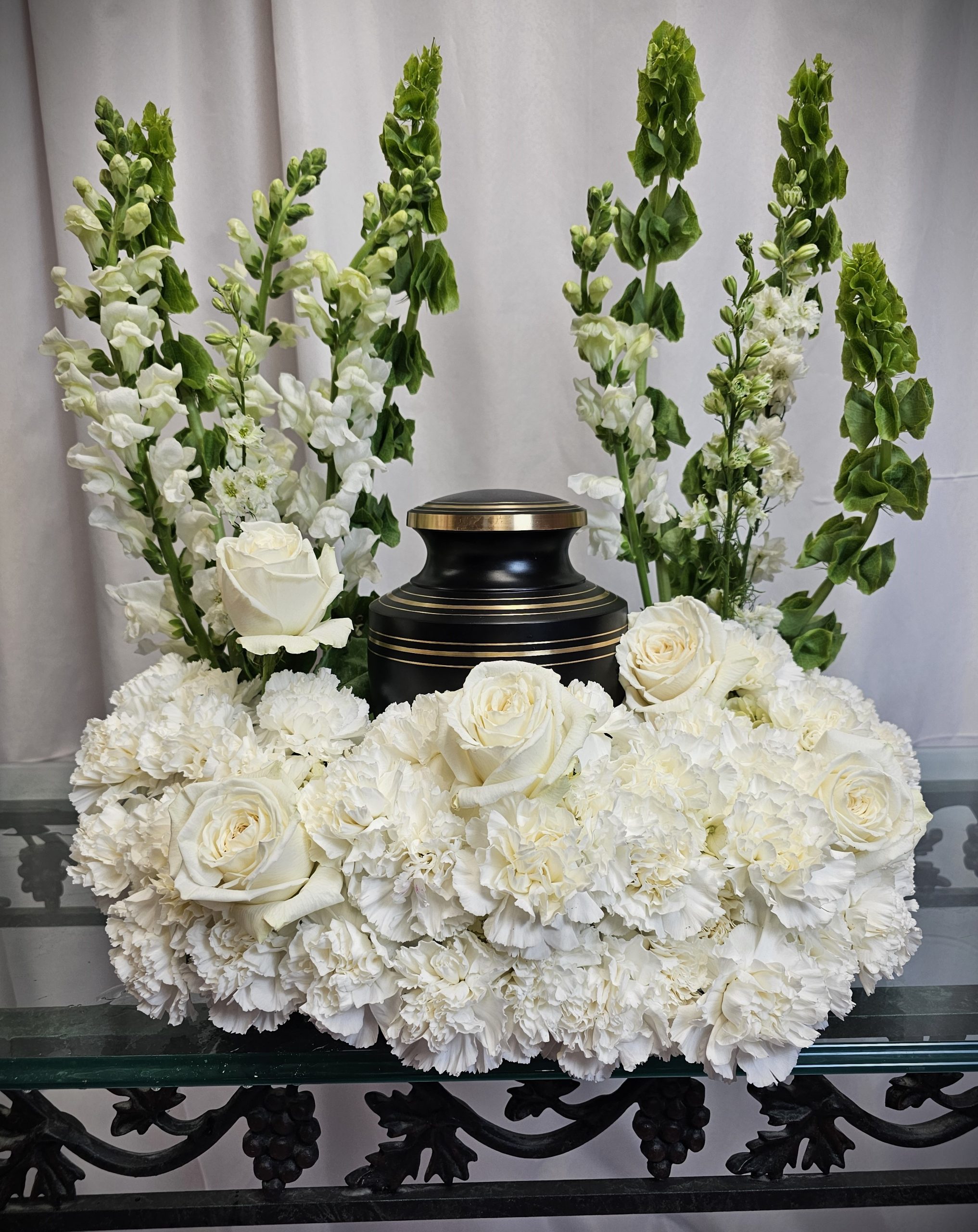 White over White Cremation Urn Wreath