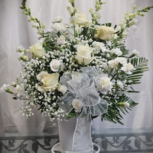 An All White Sympathy Basket.