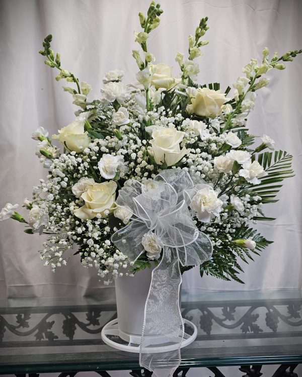 An All White Sympathy Basket.