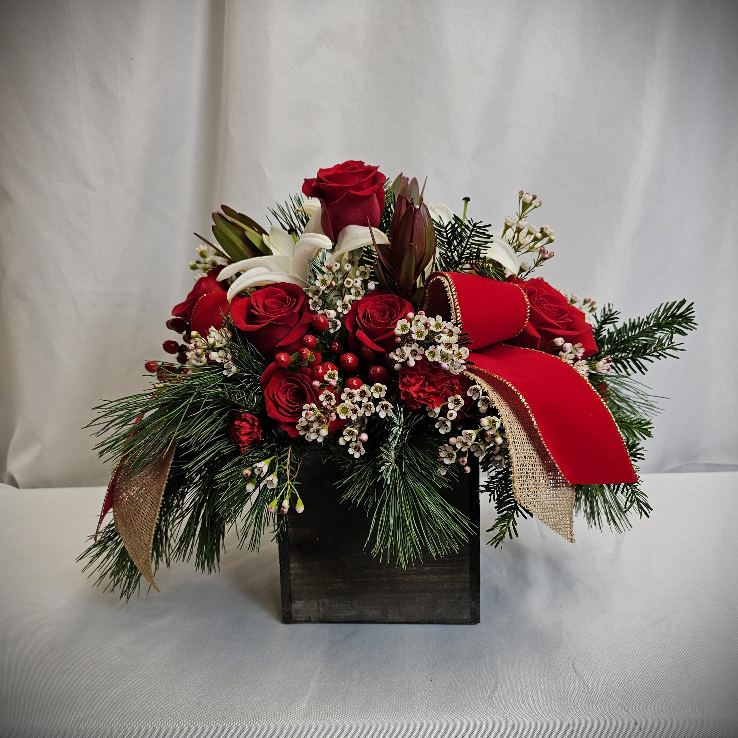 Wooden Christmas Box Arrangement