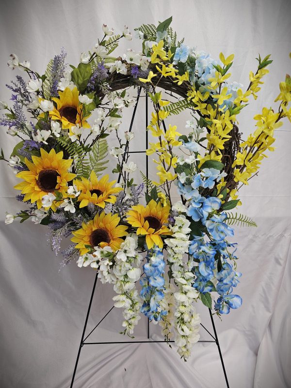 Sunflower Silk Wreath on Easel