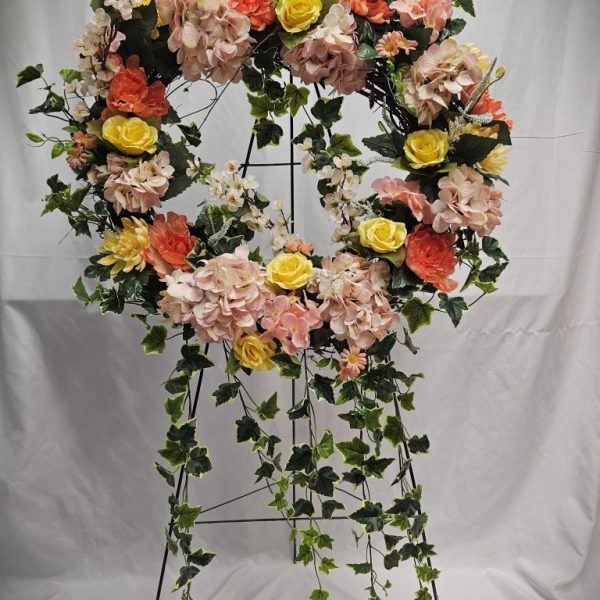 God's Sunrise Silk Wreath on Easel