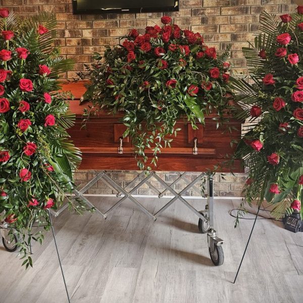 Forever Loved Casket Spray and Two Easels