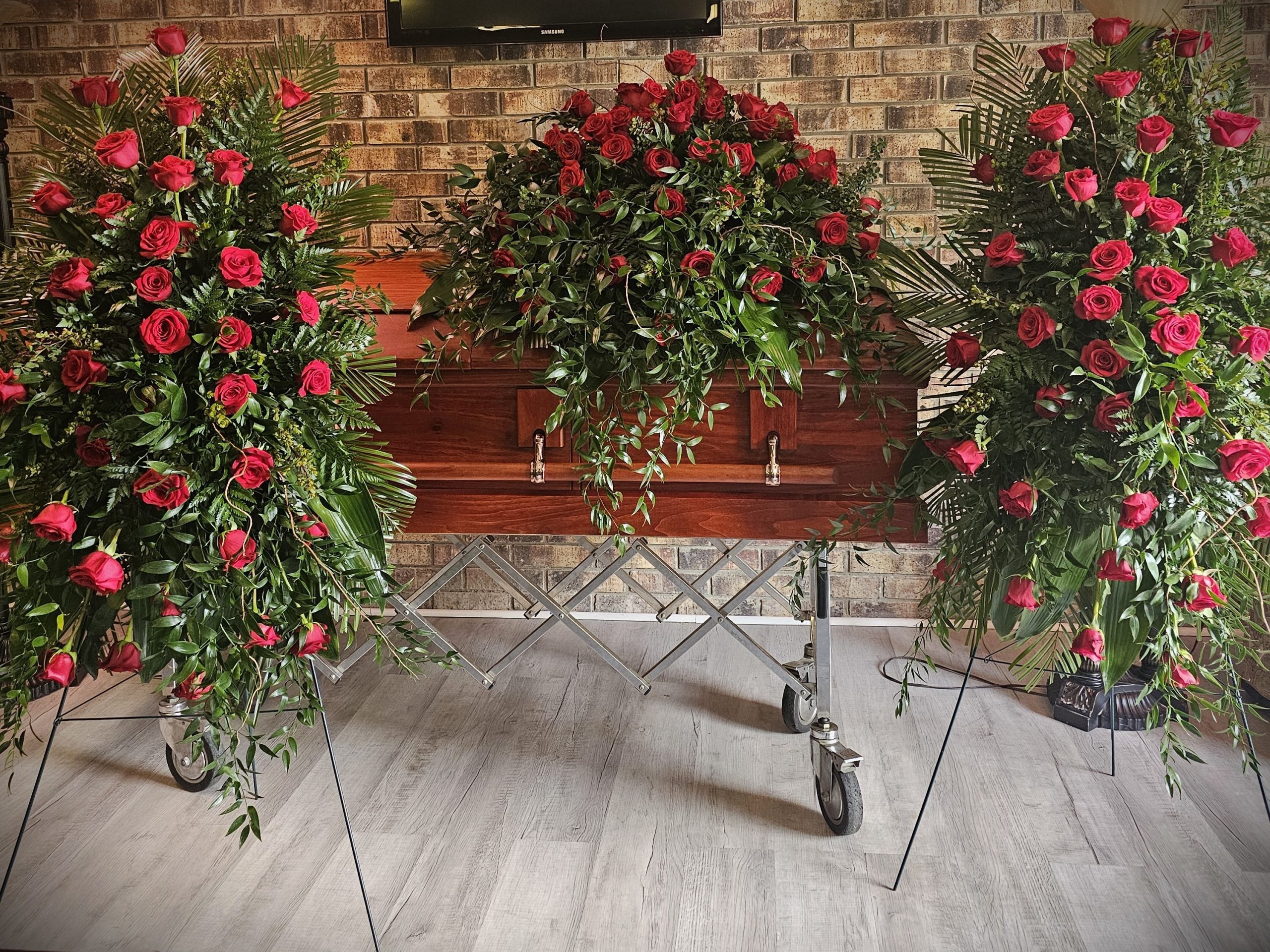 Forever Loved Casket Spray and Two Easels