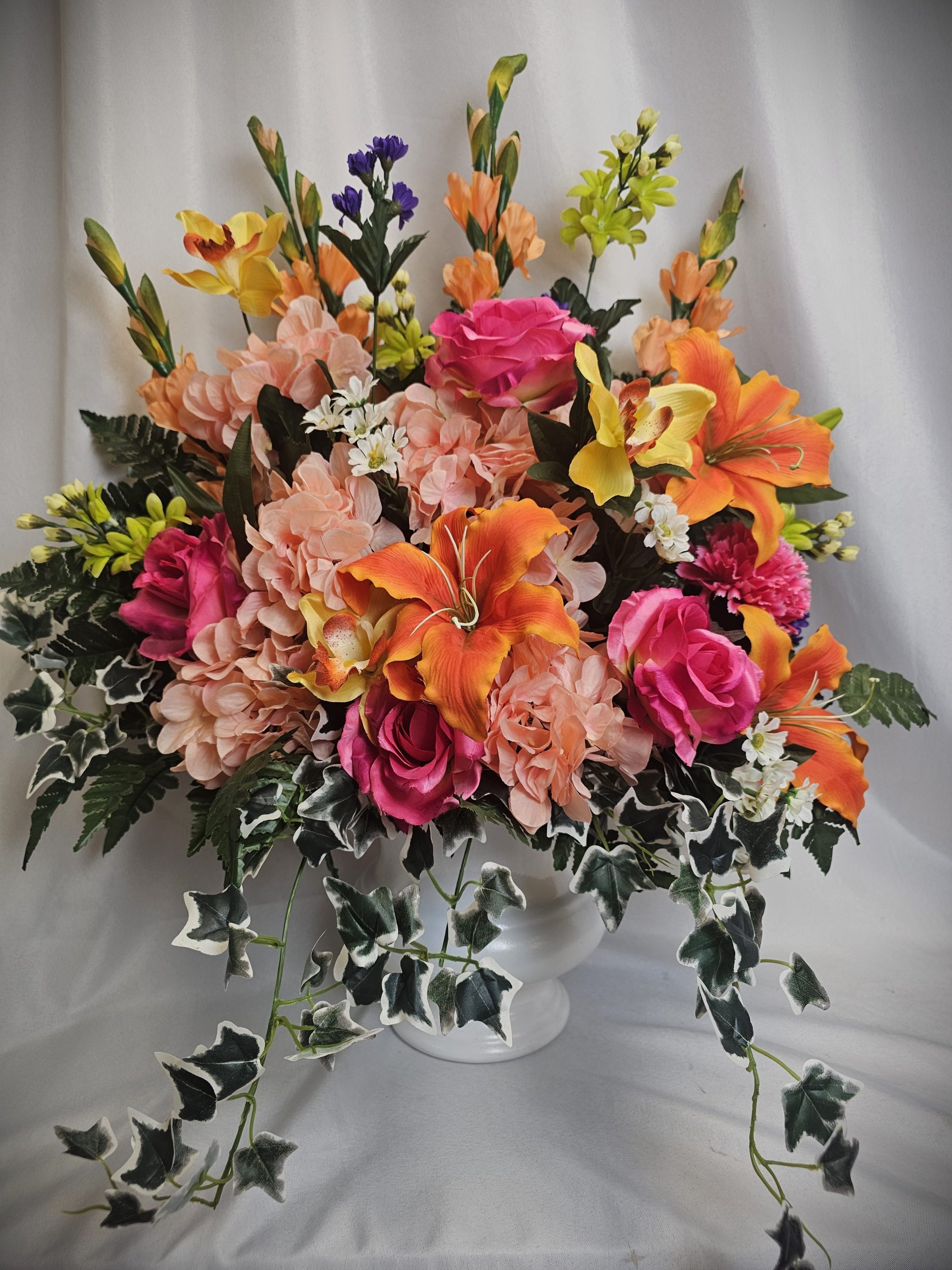 Mixed Color Silk Funeral Flowers