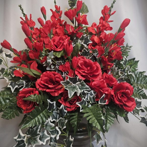 Red Silk Funeral Flowers