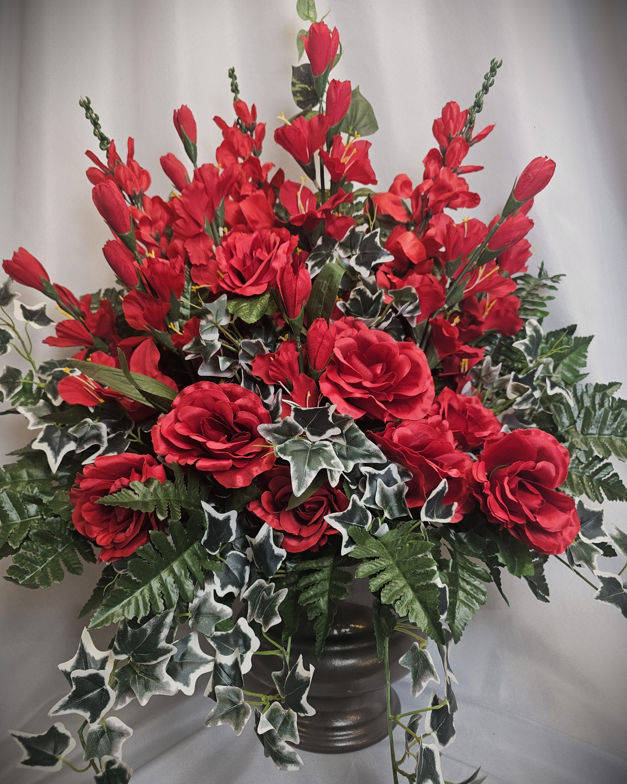 Red Silk Funeral Flowers