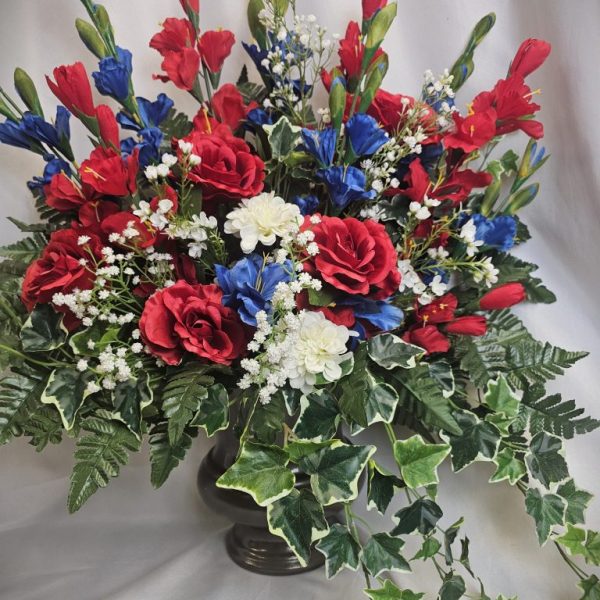 Red, White & Blue Silk Funeral Flowers