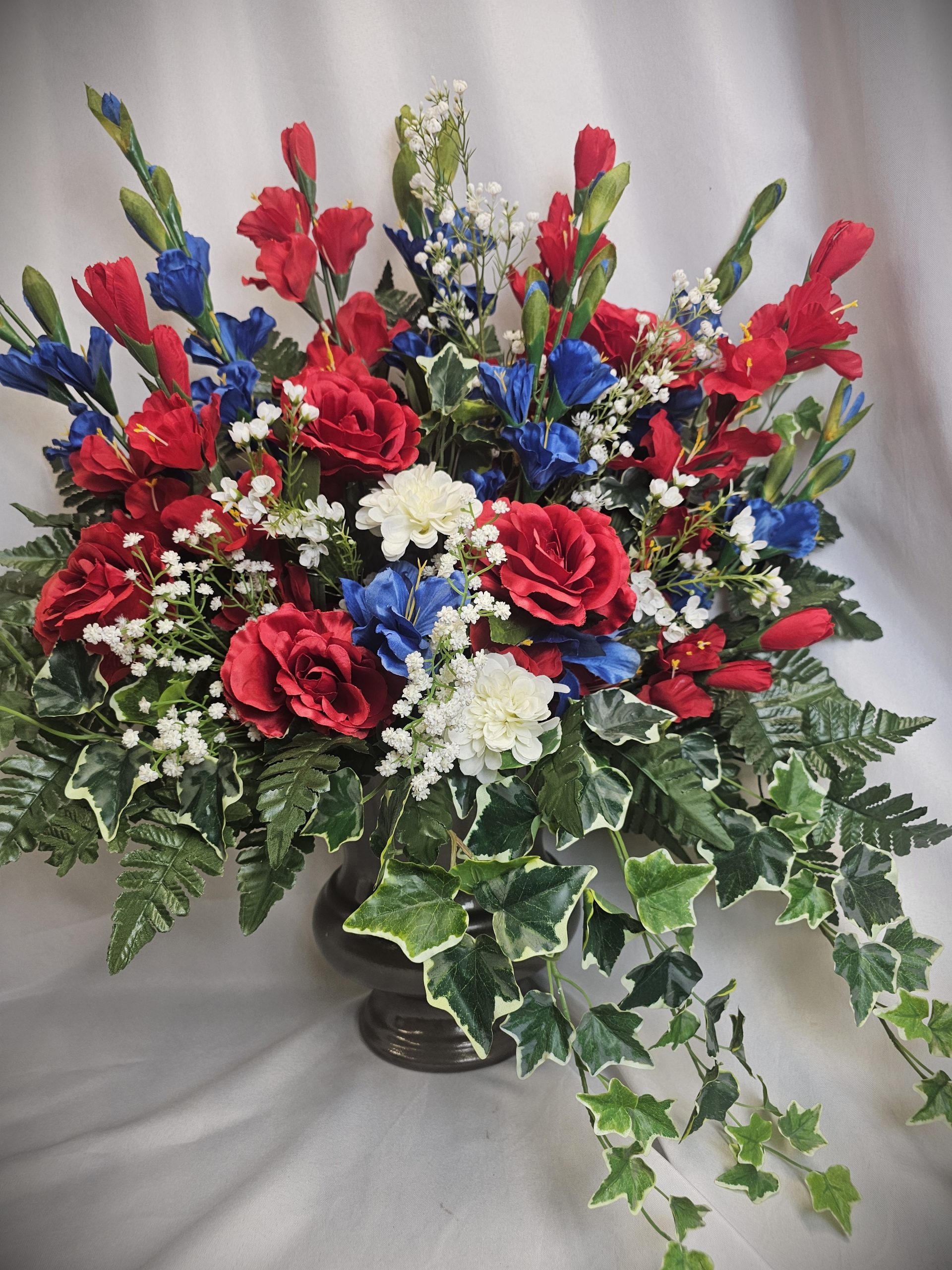 Red, White & Blue Silk Funeral Flowers