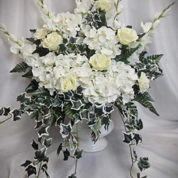 White Silk Funeral Flowers