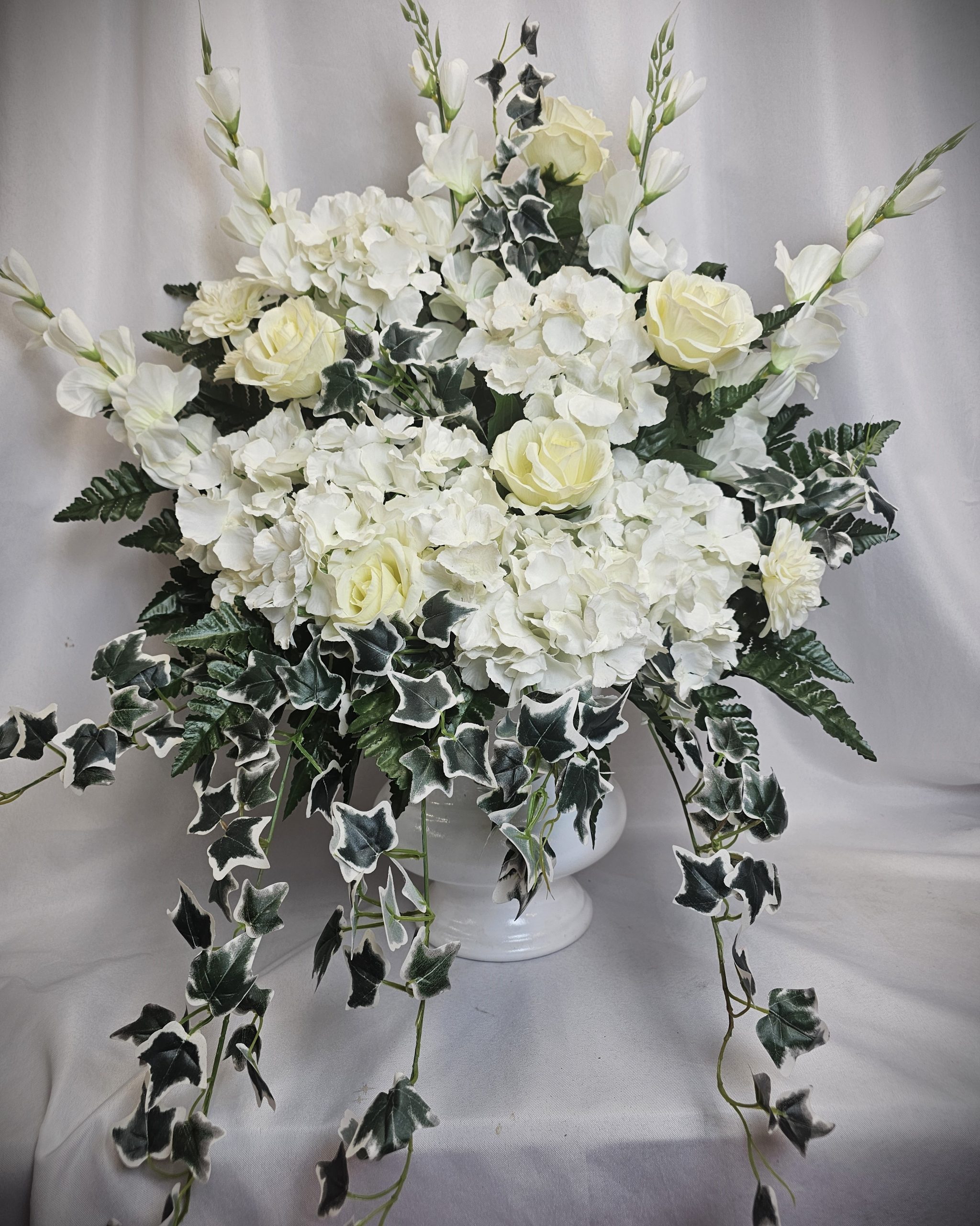 White Silk Funeral Flowers